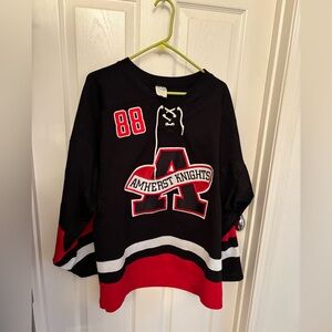 Black Red White Amherst Knights Hockey Jersey Size Large